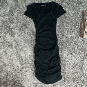 Caslon cotton touched side fitted dress charcoal xs extra small